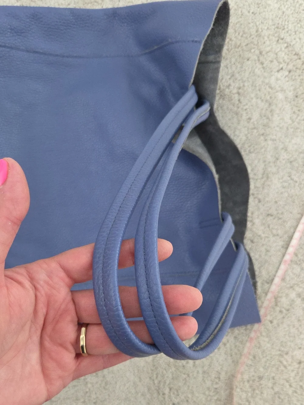 Blue Leather Tote EUC